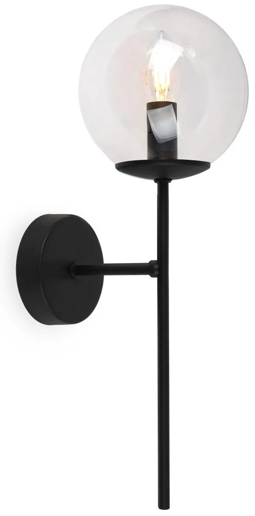 Nástenné svietidlo Paris, 1x číre sklenené tienidlo, B