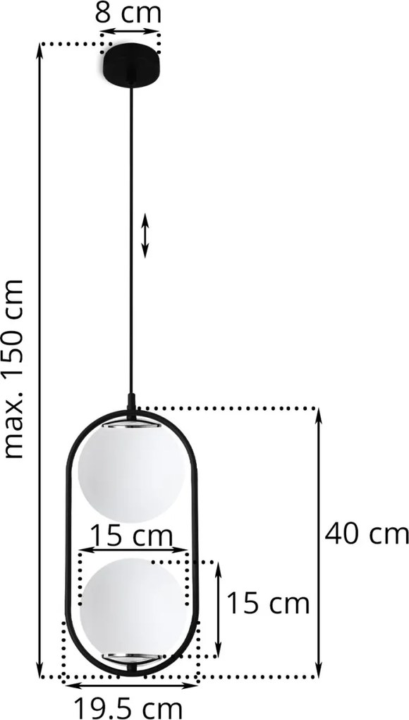 Závesné svietidlo Florence, 2x biele sklenené tienidlo, b/ch, U