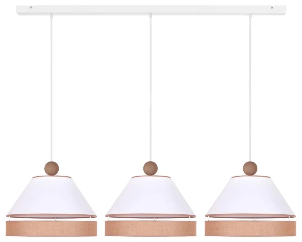 Duolla - Luster na lanku AVIGNON 3xE27/15W/230V biela/hnedá