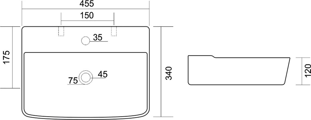 Aqualine Aqualine, CRISTY keramické umývadlo 45x34cm, biela, NP381