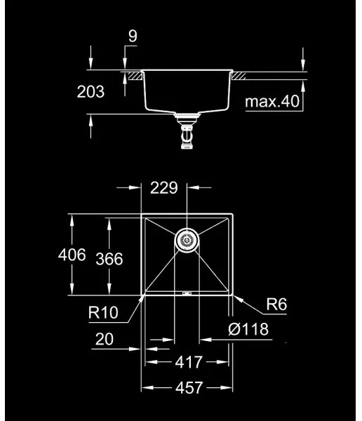 GROHE 31653AP0 - Drez K700U 457 × 406 mm kameň/čierna