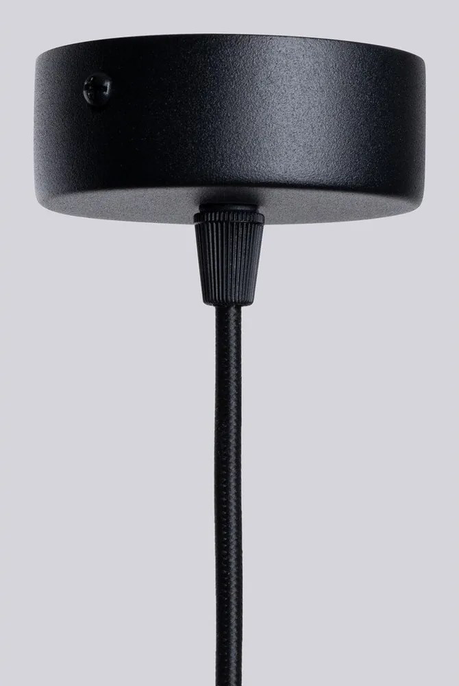Čierne závesné svietidlo so skleneným tienidlom Orbital – Sollux