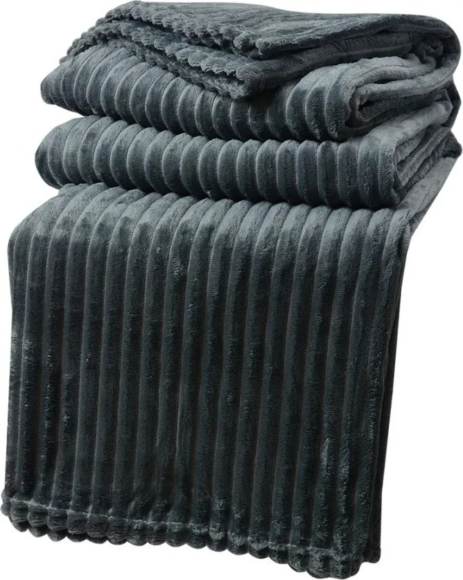 Tmavo sivý plyšový pléd Weldon - 180*200 cm