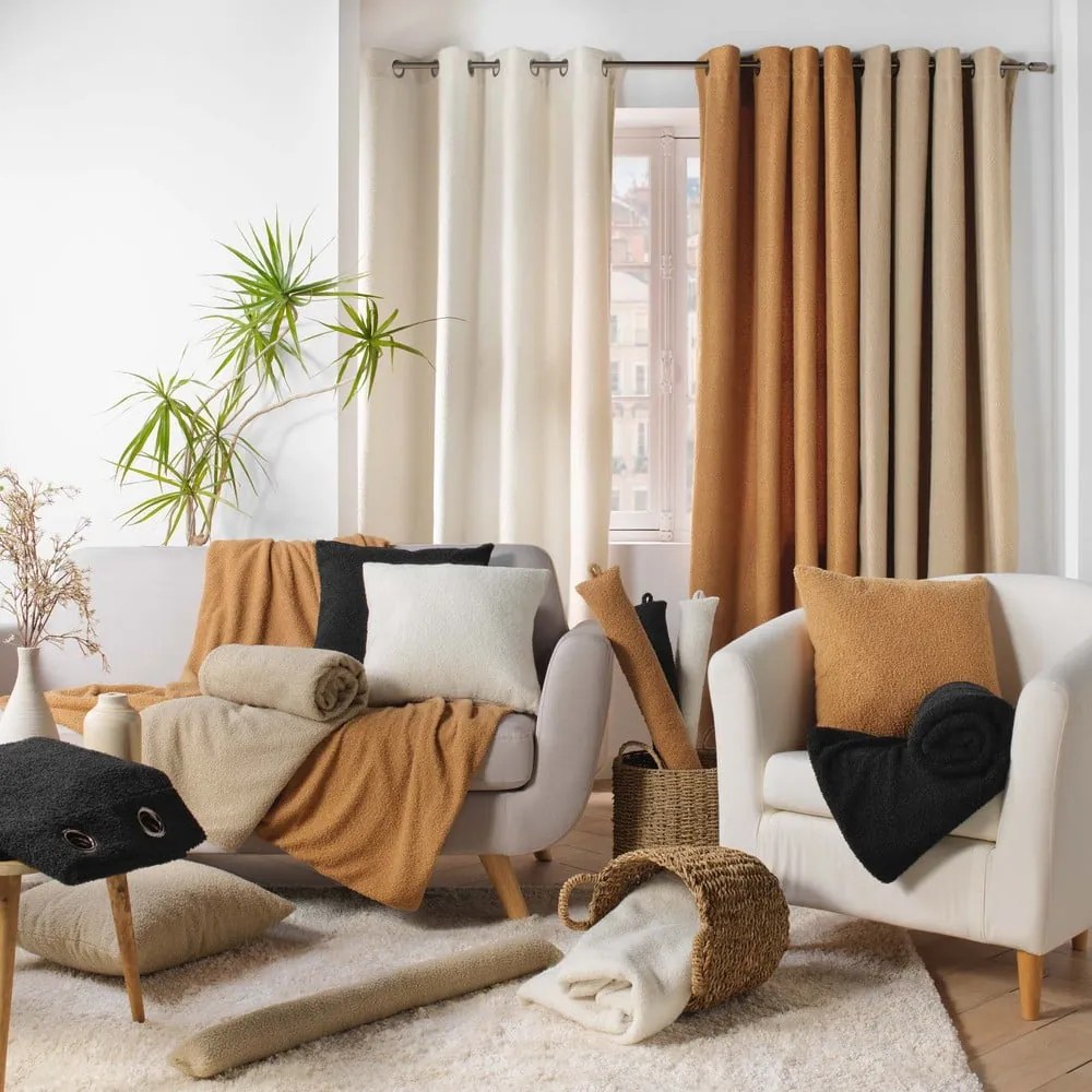 Béžový záves z materiálu buklé 140x240 cm Wooly – douceur d'intérieur