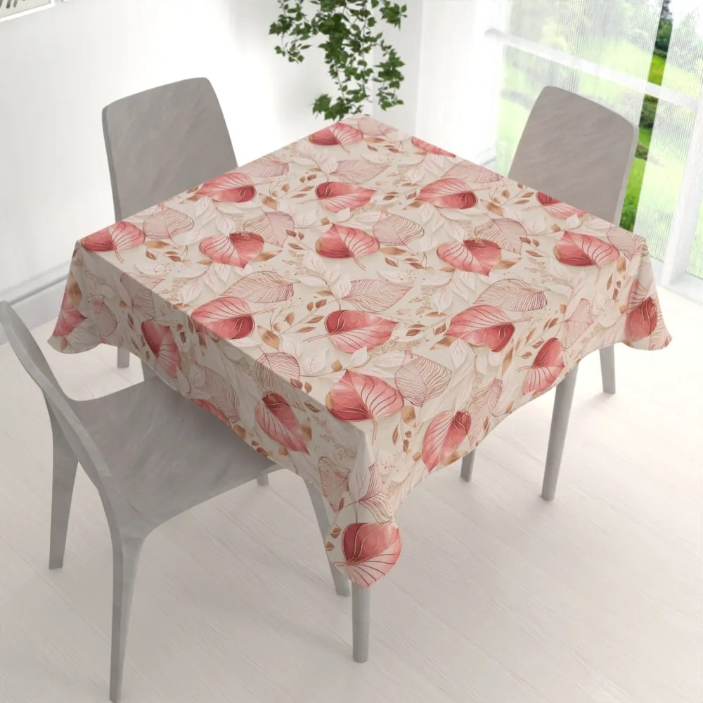 Biante Dekoračný štvorcový obrus Leona LN-172 Ružovo-vínové listy na režnom 80x80 cm