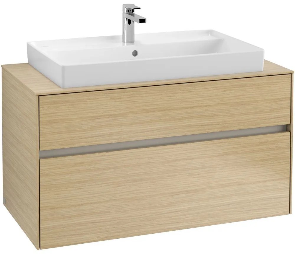 VILLEROY &amp; BOCH Collaro závesná skrinka pod umývadlo na dosku (umývadlo v strede), 2 zásuvky, 1000 x 500 x 548 mm, Nordic Oak, C02000VJ