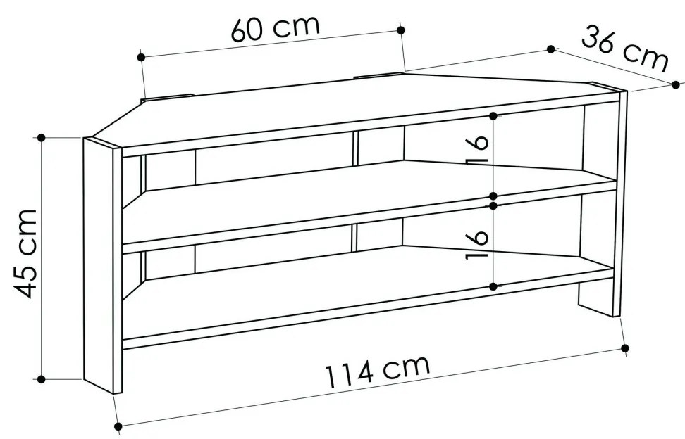 TV stolek THALES CORNER 114 cm kávový