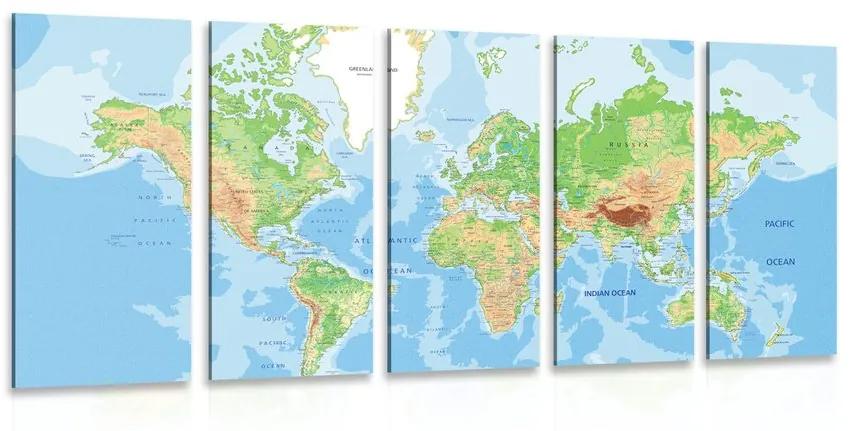 5-dielny obraz klasická mapa sveta Varianta: 200x100