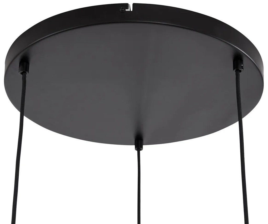 Japandi závesná lampa čierna a zlatá s béžovým tienidlom 3-Lights - Pluni