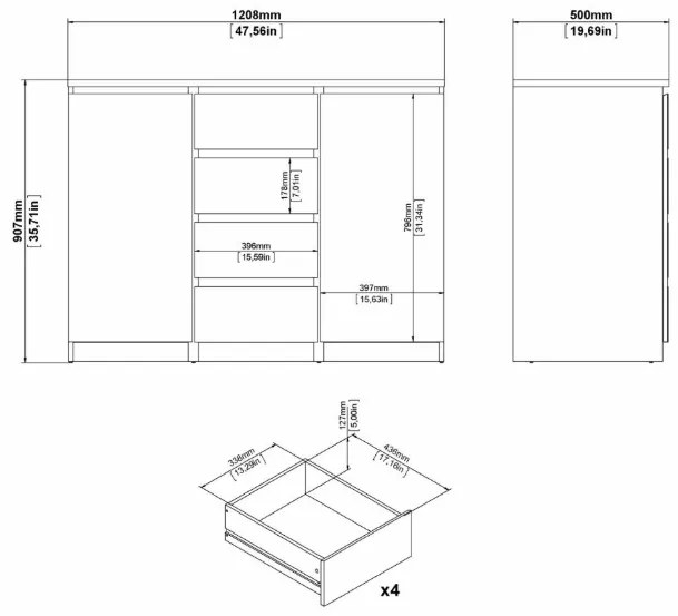 Komoda Jednoduchá VI biela lesklá