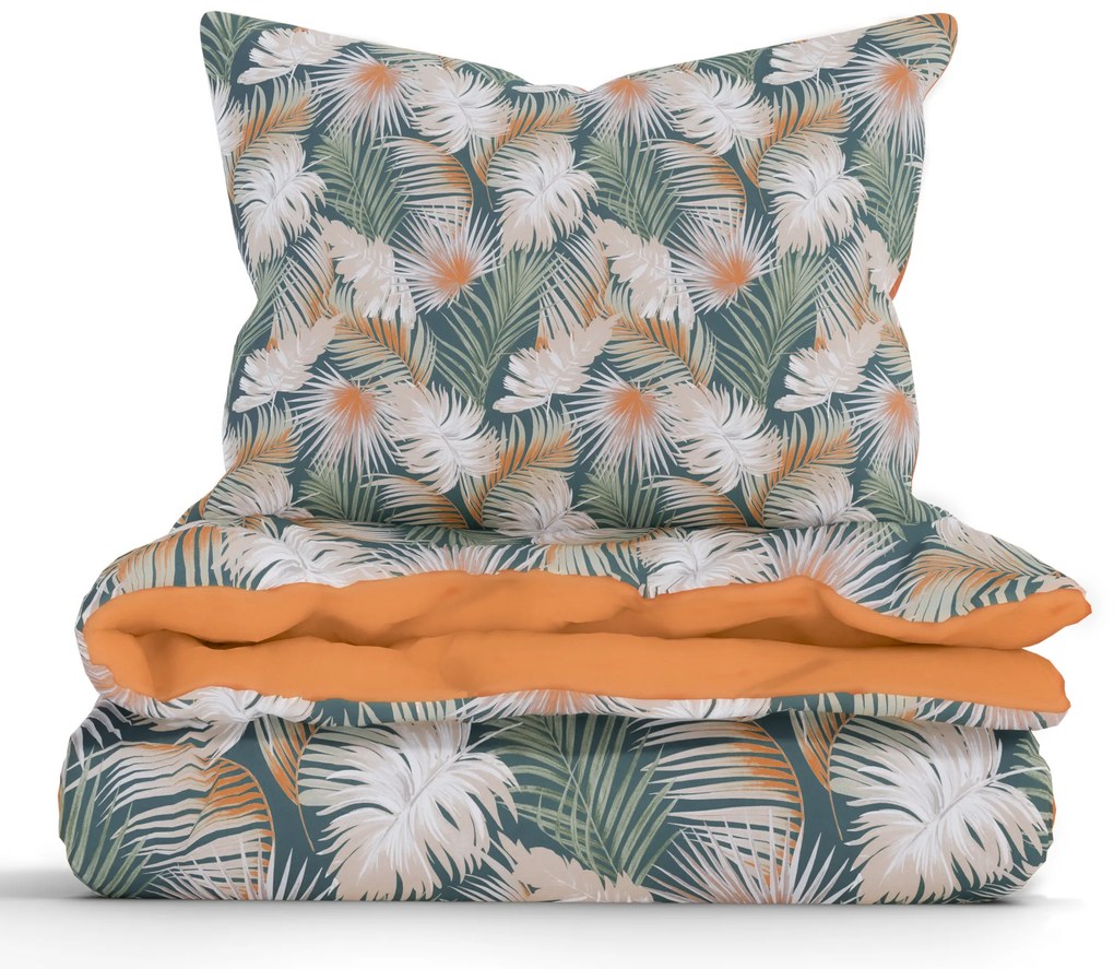 Francúzske bavlnené obliečky Renforcé – Taisa zelená/terakota