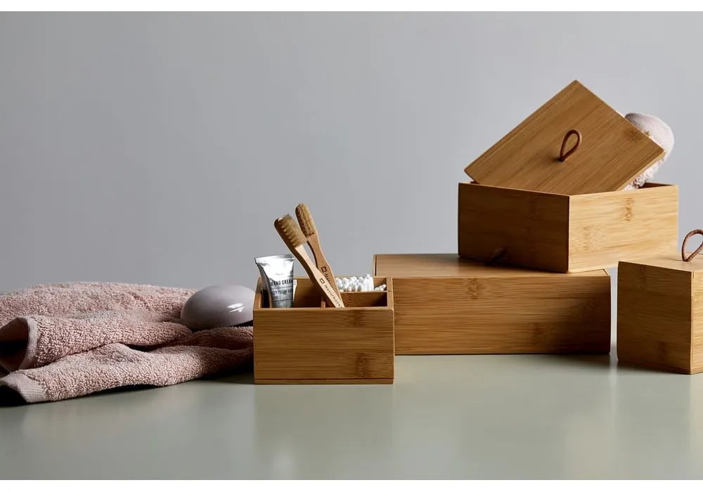 Bambusové kúpeľňové organizéry v prírodnej farbe v súprave 3 ks Terra – Wenko