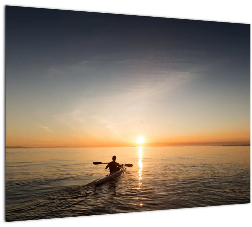 Sklenený obraz - kajak na mori (70x50 cm)