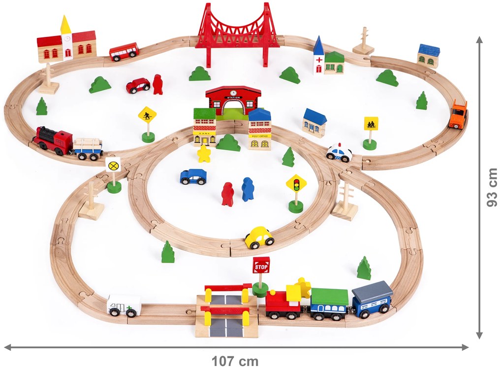 Wellhox Drevená vlaková dráha s elektrickým vláčikom