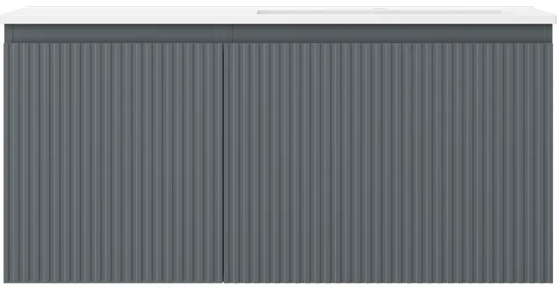 Mexen Rivel, kúpeľňová skrinka 100 cm s pravým umývadlom Otis, 1S, 1D, drážkovaná, grafitová/biela matná, 91A23-10047-3-BBFF66-W18P01