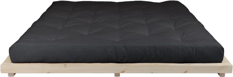 Dvojlôžková posteľ z borovicového dreva s matracom Karup Design Dock Double Latex Natural/Black, 160 × 200 cm