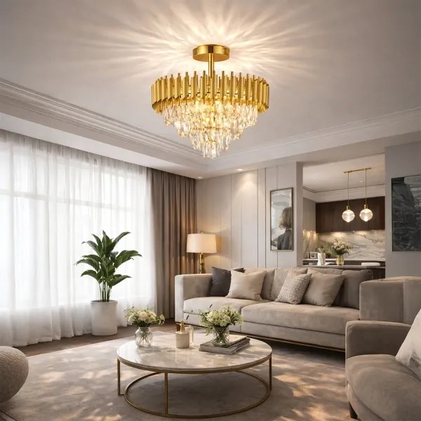 Brilagi - Prisadený luster ECLIPSE 7xE14/10W/230V pr. 48 cm zlatý