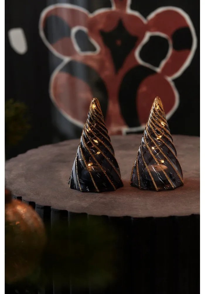 Čierne svetelné dekorácie v súprave 2 ks na baterky ø 6 cm Vilma Tree – Sirius