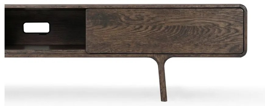 Hnedý TV stolík z dubového dreva 220x45x45 cm Fawn – Gazzda