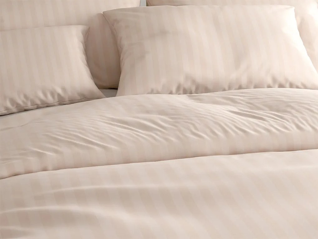 Hotelové obliečky z mikrovlákna JASMINE šampanské - prúžok 2 cm, hotelové vrecko Rozmer obliečky: 70 x 90 cm | 140 x 200 cm