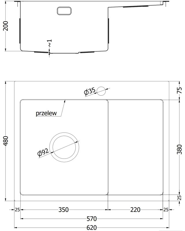Mexen Exar, 1-komorový nerezový drez s odkvapkávačom, ľavý, 620 x 480 mm, brúsena oceľ, vzor voština, 6431621005L-01HC