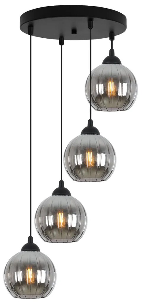Závesné svietidlo Costa, 4x grafitové sklenené tienidlo, b, o