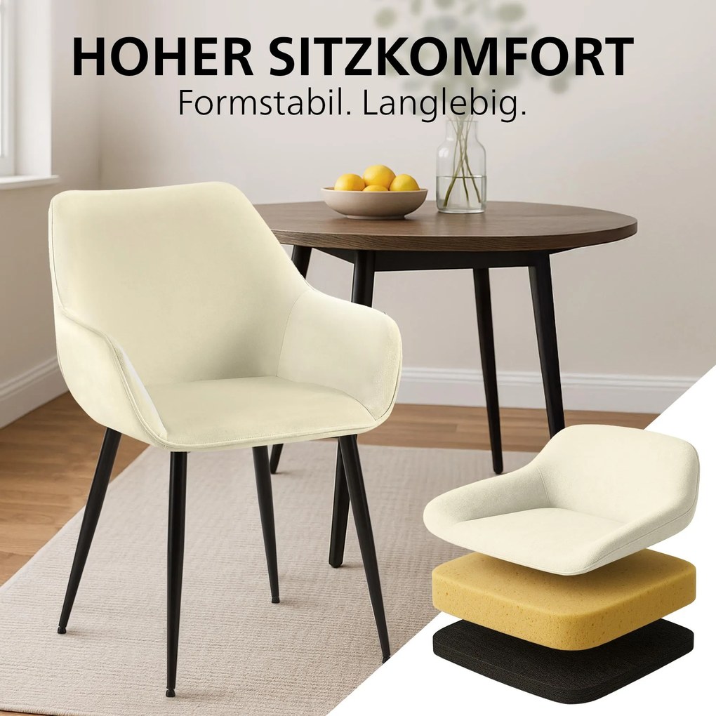 Jedálenská stolička Luena zamat - krémová