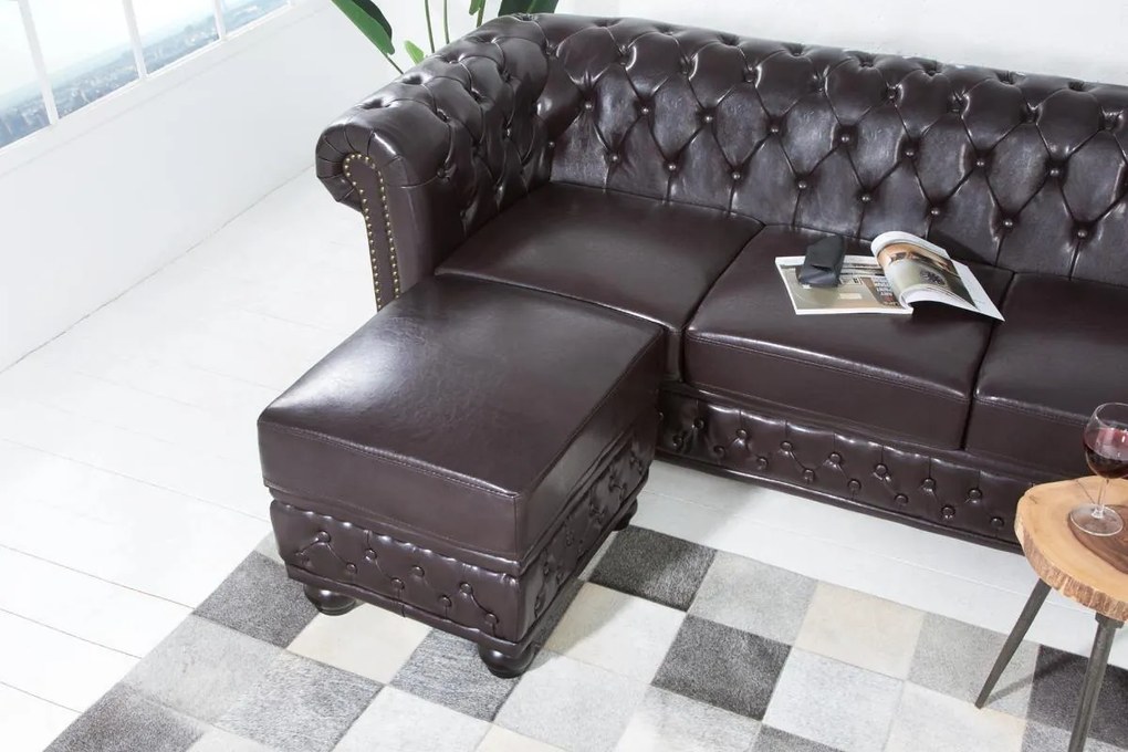 Taburetka Chesterfield II tmavá kávová