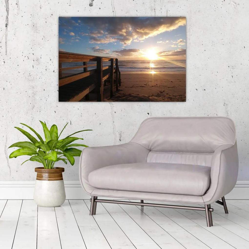 Obraz móla, pláže a more (90x60 cm)