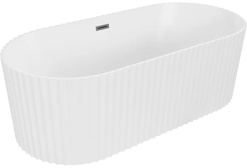 Mexen Paola, voľne stojaca vaňa, drážkovaná, 170 x 80 cm, biela matná, grafitová matná, 52721708001-95