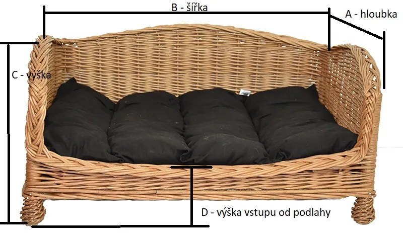 Prútená pohovka pre psov Rozmery (cm): 72x53, v. 33 , v. vstupu 13