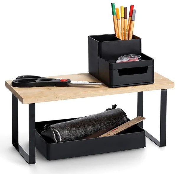 Zeller Present Prídavná polica, drevená podesta, nohy čierny kov ZELLER - AREA