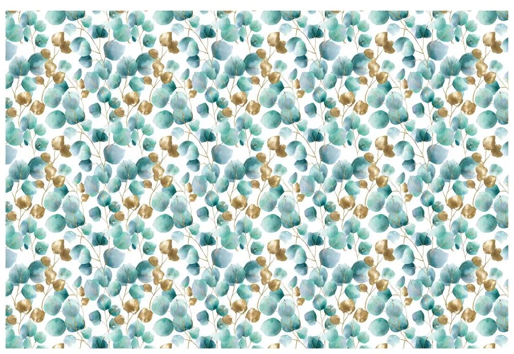 Fototapeta zlaté a tyrkysové listy