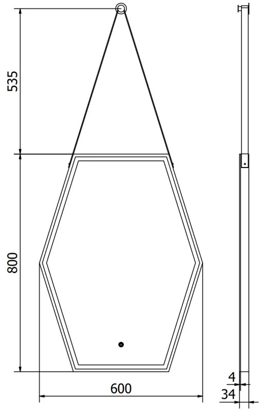 Mexen Orla, LED kúpeľňové zrkadlo s podsvietením a čiernym rámom 60x80 cm, 6000K, ochrana proti zahmlievaniu, 9815-060-080-611-70