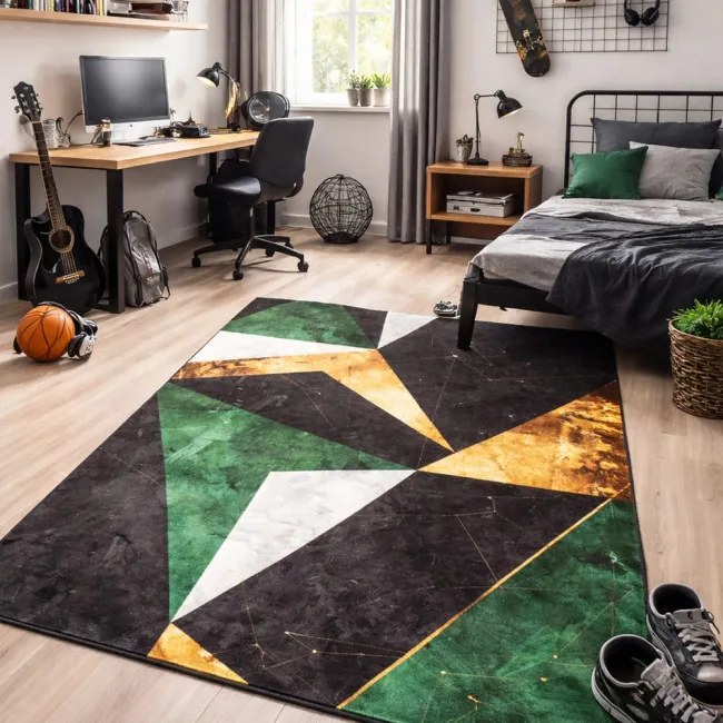 Protišmykový koberec NOVO mramor / zelený