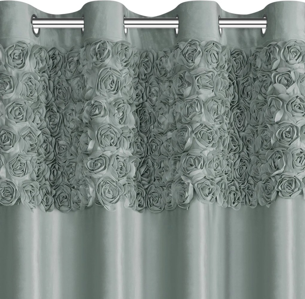 ZATEMŇOVACÍ ZÁVES NA KRÚŽKOCH EVA MINGE ROSES13 140X250 CM MÄTOVÁ
