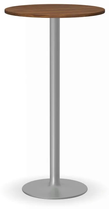 Koktailový stôl OLYMPO II, priemer 600 mm, sivá podnož, doska orech