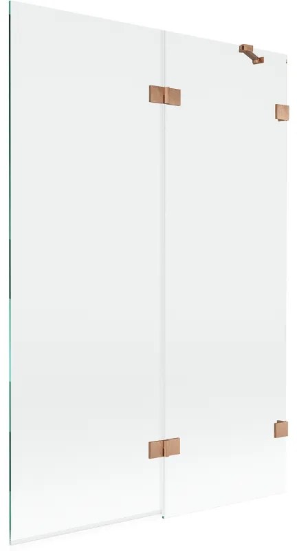 Mexen Lunar, 2-krídlová vaňová zástena pravá 120 x 150 cm, číre sklo, medená matná, 897-120-100-65-00-P