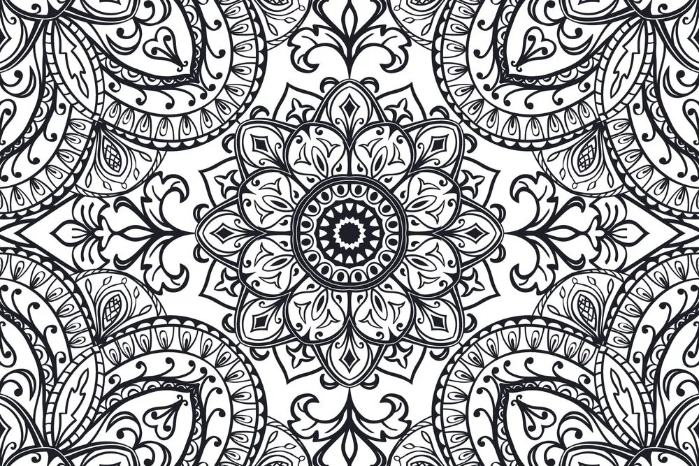 Samolepiaca tapeta čiernobiely ornament