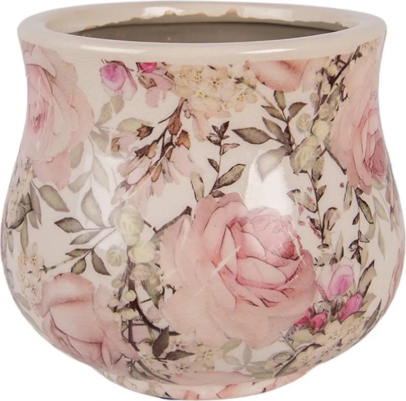 Keramický obal na kvetináč s ružami Rosien S - Ø 15*13 cm