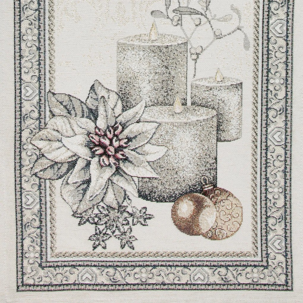 VIANOČNÝ GOBELÍNOVÝ BEHÚŇ NA STÔL CANDL 45X140 CM VZOROVANÝ