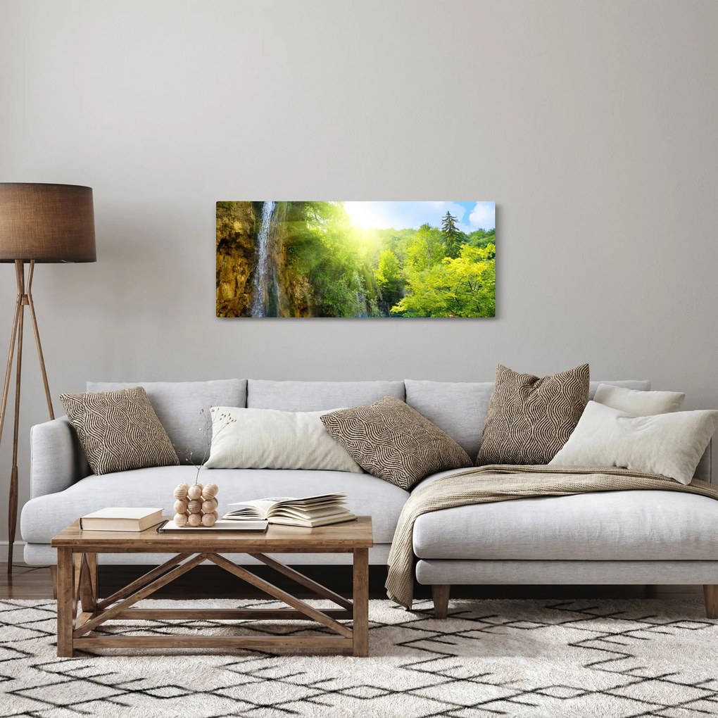 Obraz - vodopády v pralese (120x50 cm)