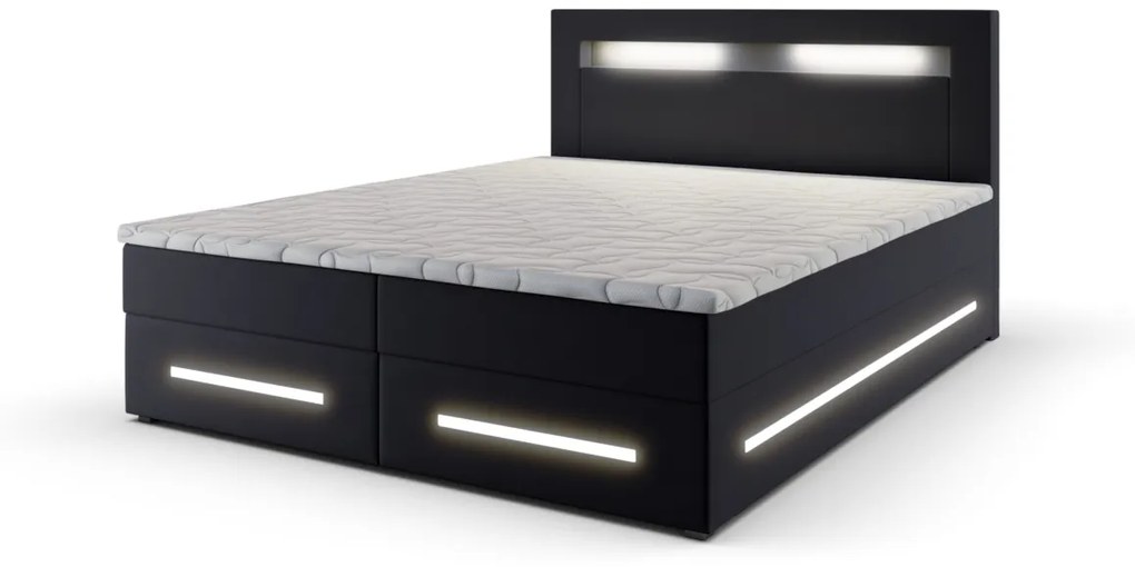 Čalúnená posteľ boxspring MANU + topper, 160x200, soft 11