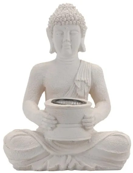 Solar Budha v bielej farbe 27 cm