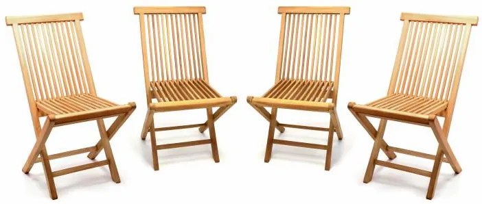 Divero 57023 Sada 4 kusov - záhradné skladacie stoličky - teakové drevo