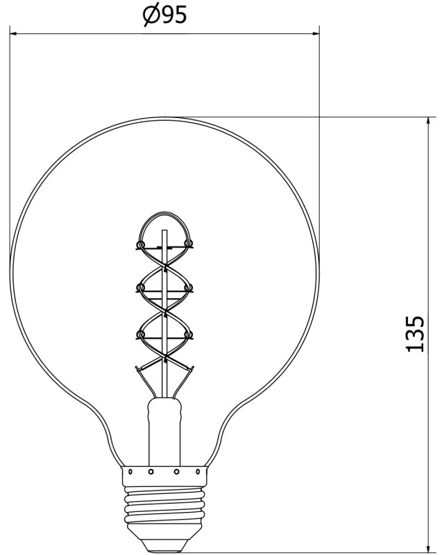 Mexen Vintis, LED žiarovka špirála E27, G95, 8W, Teplá - 2200K, 450 lm, dymová - L167-E27-0822-70