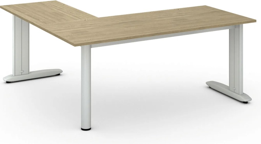 Rohový kancelársky písací stôl PRIMO FLEXIBLE, 180x180 cm, dub prírodný