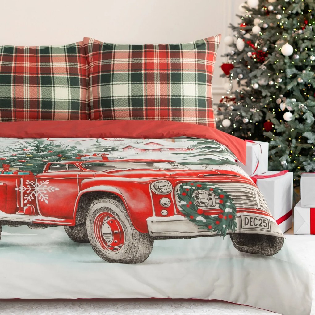 VIANOČNÉ RENFORCÉ OBLIEČKY XMAS 200X220 CM, 2 KS 70X80 CM VZOROVANÉ