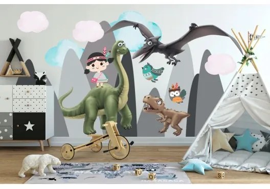 Samolepka na stenu dinosaury v horách 60 x 120 cm