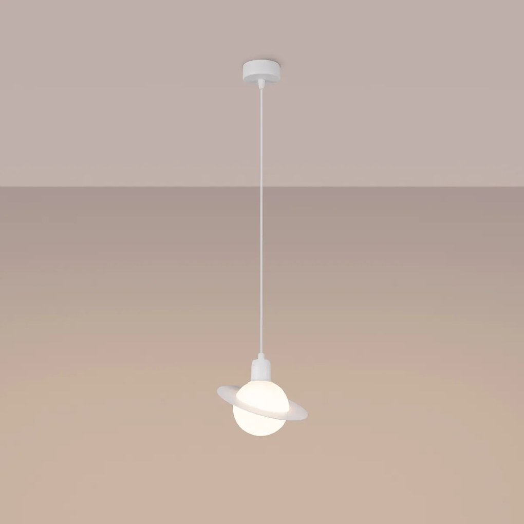 Závesné svietidlo Hyperion, 1x sklenené/biele kovové tienidlo